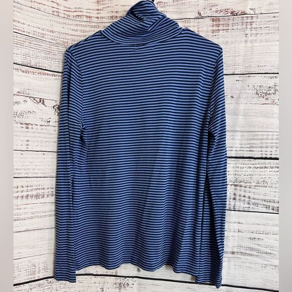 Vineyard Vines Top Womens Size Medium Pima Cotton Striped Mock Neck Basic layer - Picture 3 of 11